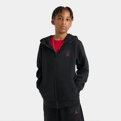 Jordan Big Kids Fleece Ripstop Full-zip Hoodie In Black