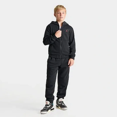 Jordan Big Kids Fleece Ripstop Full-zip Jacket And Jogger Pants In Black