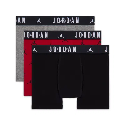 Jordan Big Kids' Flight Cotton Essentials Boxer Briefs (3-pack) In Red