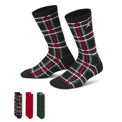 Jordan Big Kids' Holiday Crew Socks (3 Pairs) In Black
