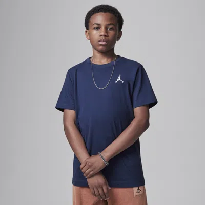 Jordan Big Kids' Jumpman Air Embroidered T-shirt In Midnight Navy