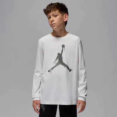 Jordan Big Kids' Jumpman Drip Long Sleeve T-shirt In White