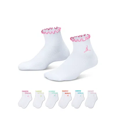 Jordan Big Kids' Lettuce Edge Ankle Socks (6 Pairs) In White