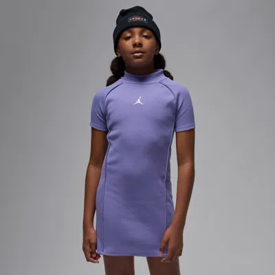 Jordan Big Kids' Mock Neck Ribbed Dress In Purple