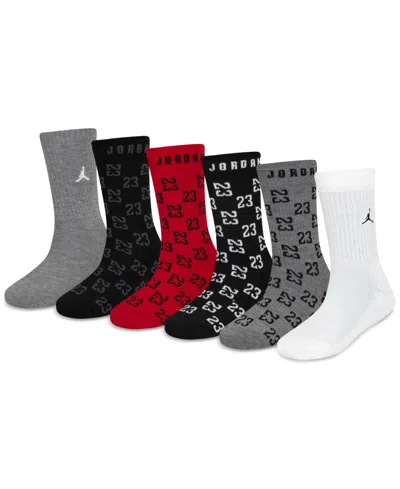 Jordan Big Kids Monogram Essential Crew Socks, Pack Of 6 In Black