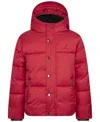 Jordan Big Kids Neutral 23 Jacquard Faux Down Fill Jacket In Gym Red