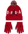 Jordan Big Kids Pom Beanie Set In Gym Red