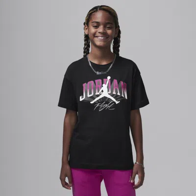 Jordan Big Kids' Push Through Graphic T-shirt In Black/pink