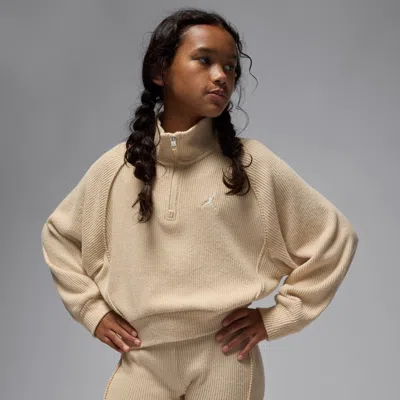 Jordan Big Kids' Quarter-zip Long Sleeve Top In Neutral