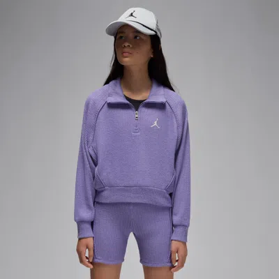 Jordan Big Kids' Quarter-zip Long Sleeve Top In Purple