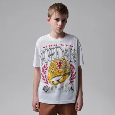 Jordan Kids' Skyline Rings Cotton Graphic T-shirt In White
