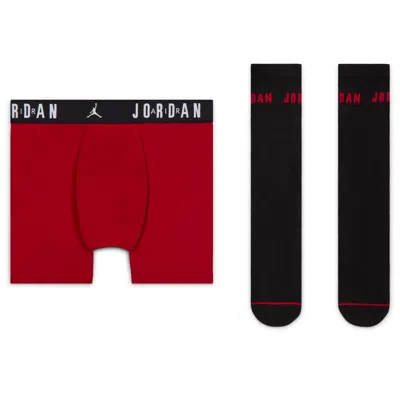 Jordan Big Kids' Socks And Dri-fit Boxer Briefs 2-piece Set In Red