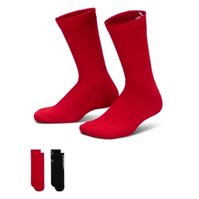 Jordan Big Kids' Sparkle Mesh Half Crew Socks (2 Pairs) In Red