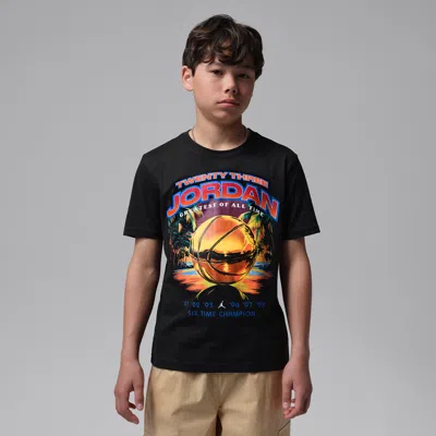 Jordan Big Kids' Venice Beach Hoops T-shirt In Black
