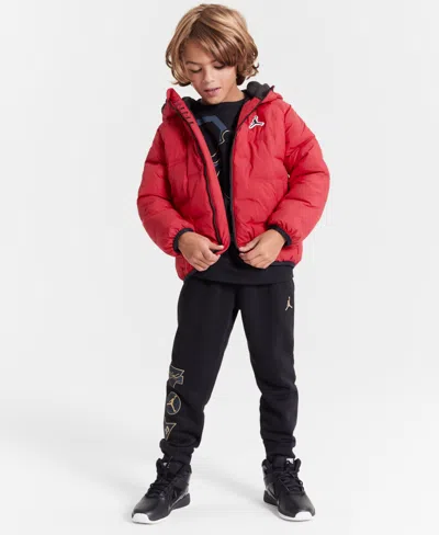 Jordan Big Kids Welded Full-zip Hooded Puffer Jacket In R78gym Red