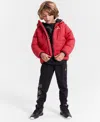 Jordan Big Kids Welded Full-zip Hooded Puffer Jacket In Red