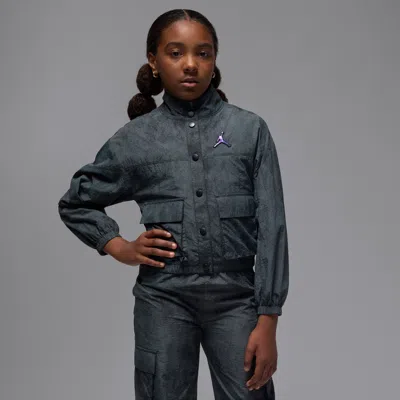 Jordan Blue Jeans And Bling Big Kids' Lightweight Jacket In Black