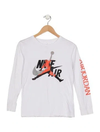 Pre-owned Jordan Kids' Boy's Long Sleeve T-shirt In White