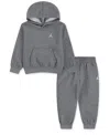 Jordan Boys 2t-7 Brooklyn Full-zip Hoodie And Pants, 2-piece Set In Gray