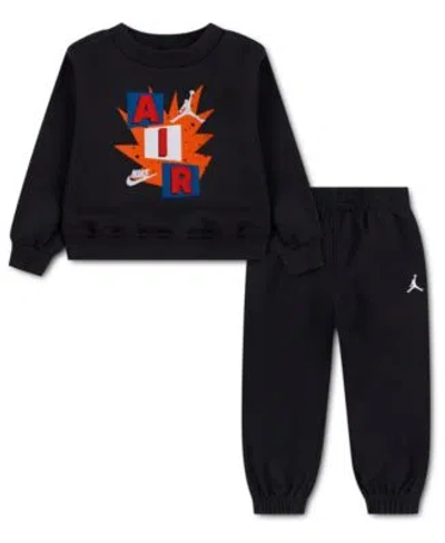 Jordan Babies' Boys 2t 7 Logo Graphic Sweatshirt Joggers 2 Piece Set In Black