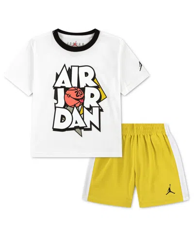 Jordan Babies' Boys' 2t-4t Airball Crewneck T-shirt And Shorts, 2-piece Set In Yellow