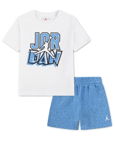 Jordan Kids' Boys' 4-7 The Greatest Speckle T-shirt & Shorts, 2-piece Set In Blue