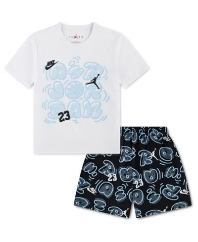 Jordan Kids' Boys' 4-7x Printed Movement Lines T-shirt & Shorts, 2-piece Set In White