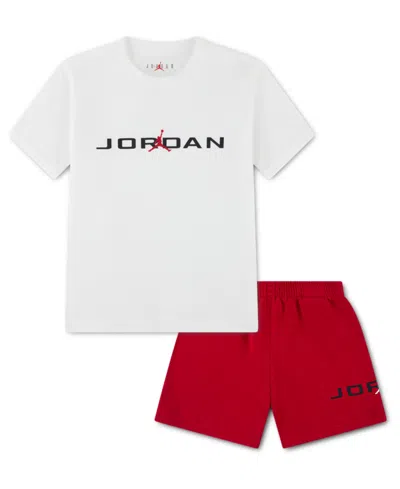 Jordan Kids' Boys' 4-7x Stretch T-shirt & Shorts, 2-piece Set In Red