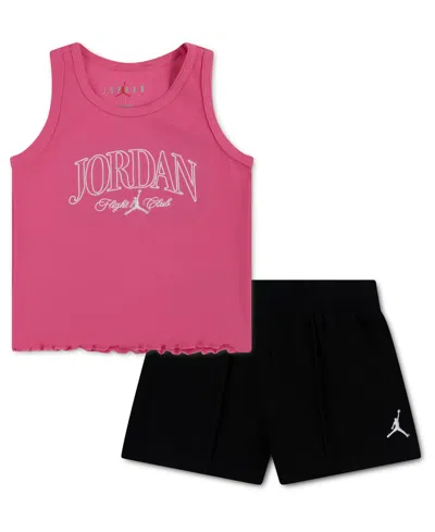Jordan Kids' Boys' 4-6x Ribbed Tank And Pleated Shorts, 2-piiece Set In Pink
