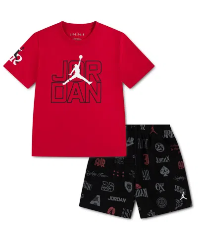 Jordan Kids' Boys' 4-7 Rookie Season T-shirt And Shorts, 2-piece Set In Red