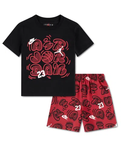 Jordan Kids' Boys' 4-7x Printed Movement Lines T-shirt & Shorts, 2-piece Set In Multi