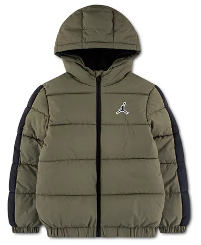 Jordan Kids' Boys' 8-20 Colorblock Long-sleeve Puffer Jacket In Green
