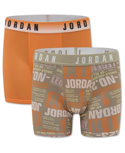 Jordan Kids' Boys' 8-20 Dri-fit Printed Boxer Briefs, 2-pack In Orange