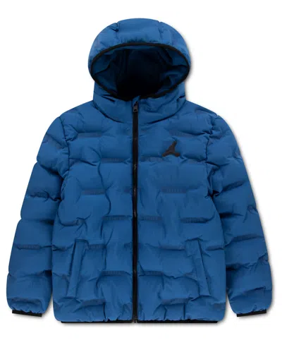 Jordan Boys' 8-20 Heat Debossed Midweight Long-sleeve Puffer Jacket In Blue