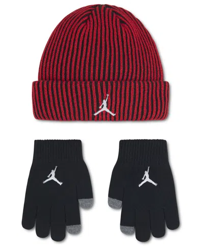 Jordan Kids' Boys' And Girls' 2-tone Beanie And Gloves Set In Brown