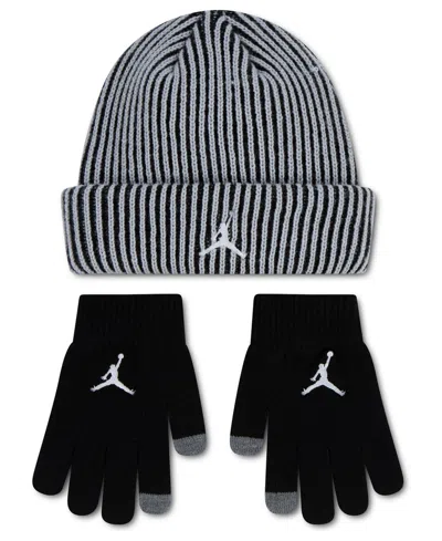Jordan Kids' Boys' And Girls' 2-tone Beanie And Gloves Set In Black