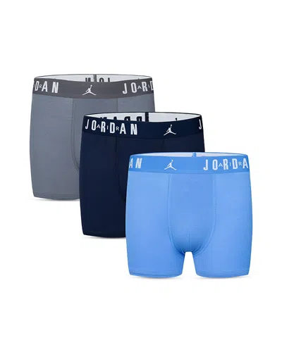 Jordan Boys' Flight Cotton Core Boxer Briefs, Pack Of 3 - Big Kid In Blue