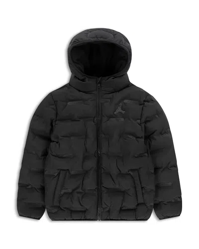 Jordan Boys' Heat Debossed Midweight Puffer Jacket - Big Kid In Black