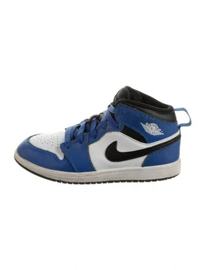 Pre-owned Jordan Kids' Boys High Top Leather Sneaker In Blue