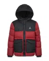 Jordan Big Boys Printed Full-zip Hooded Puffer Jacket In Gym Red
