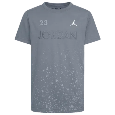 Jordan Kids' Boys   Aj4 Wet Cement Short Sleeve T-shirt In White/smoke Gray