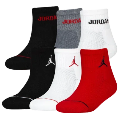 Jordan Kids' Boys   Jumpman 6 Pack Quarter Socks In Black/white/red