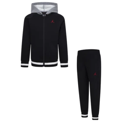 Jordan Kids' Boys Preschool   Blocked Rib Full Zip Set In Black/red