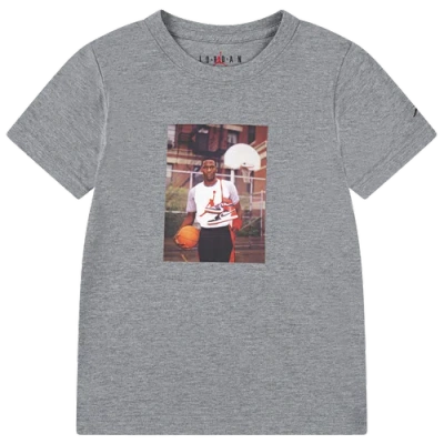 Jordan Kids' Boys Preschool   Brand Photo Short Sleeve Crew In Carbon Heather/red