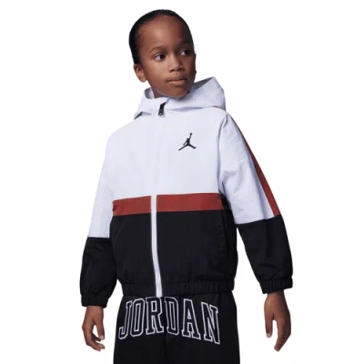 Jordan Boys Preschool   Color Block Wind Jacket In White/black