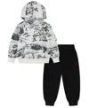 Jordan Boys Toddler 2t-4t 2-piece Printed Hoodie And Jogger Pants Set In Multi