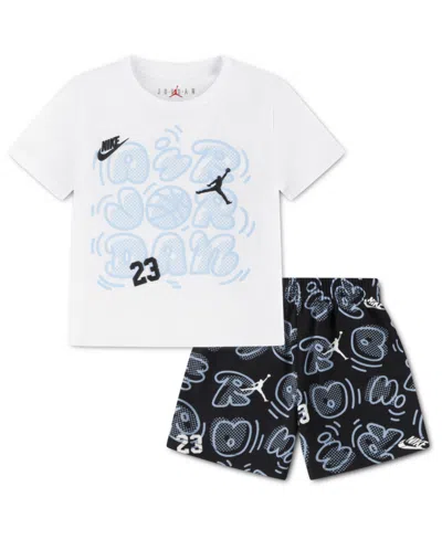 Jordan Babies' Boys' Toddler 2t-4t Printed Movement Lines T-shirt & Shorts, 2-piece Set In Multi