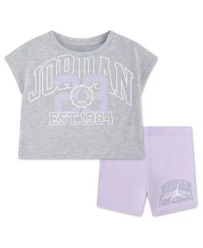 Jordan Babies' Boys' Toddler 2t-4t Boxy Top And Bike Shorts, 2-piece Set In Gray