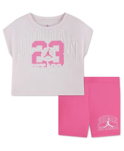 Jordan Babies' Boys' Toddler 2t-4t Boxy Top And Bike Shorts, 2-piece Set In Pink