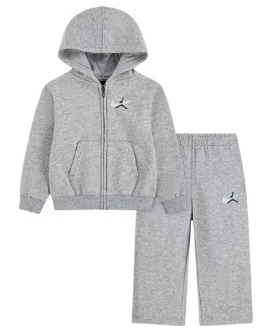 Jordan Babies' Boys' Toddler 2t-4t Long-sleeve Hoodie And Pants, 2-piece Set In Gray
